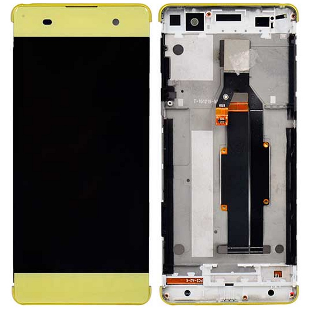 Дисплей Sony F3111 Xperia XA/F3112/F3113/F3115/F3116 золотистый, Lime Gold, оригинал PRC с рамкой
