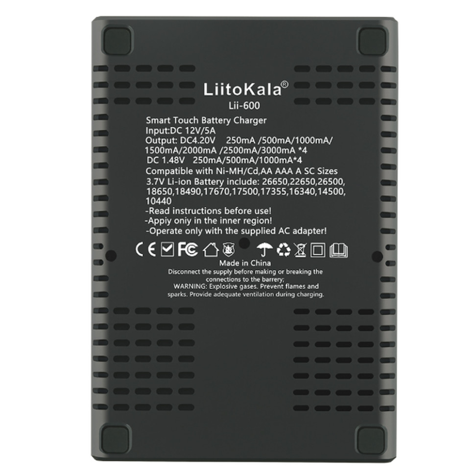 Универсальное интеллектуальное зарядное устройство LiitoKala Lii-600 EU для аккумуляторов + автомобильный кабель - фото 3 Универсальное интеллектуальное зарядное устройство LiitoKala Lii-600 EU для аккумуляторов + автомобильный кабель - фото 3