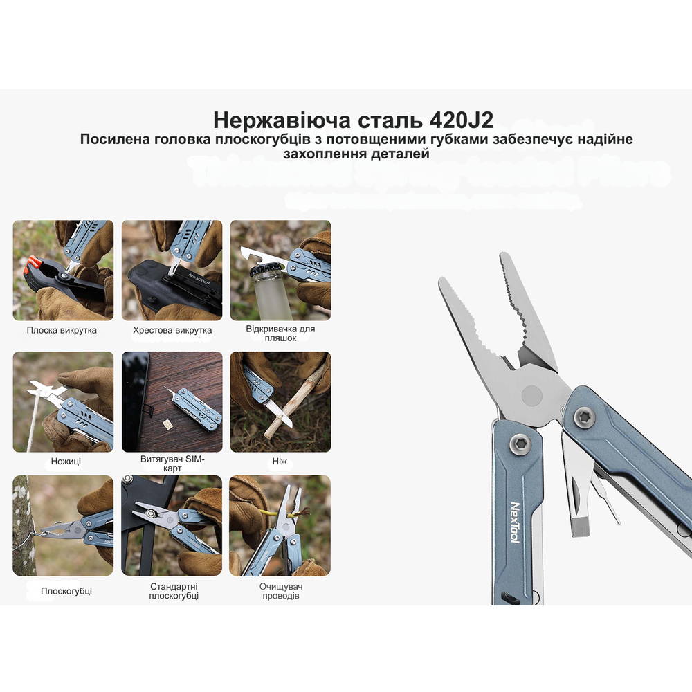 Мультитул NexTool Mini Sailor Pliers S11 голубой (NE20156B, NE20156D) - фото 7 Мультитул NexTool Mini Sailor Pliers S11 голубой (NE20156B, NE20156D) - фото 7