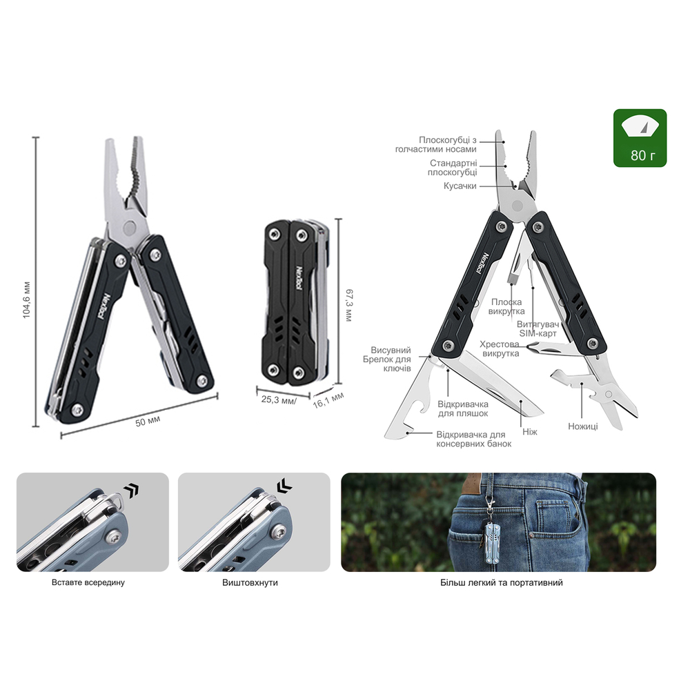 Мультитул NexTool Mini Sailor Pliers S11 голубой (NE20156B, NE20156D) - фото 9 Мультитул NexTool Mini Sailor Pliers S11 голубой (NE20156B, NE20156D) - фото 9
